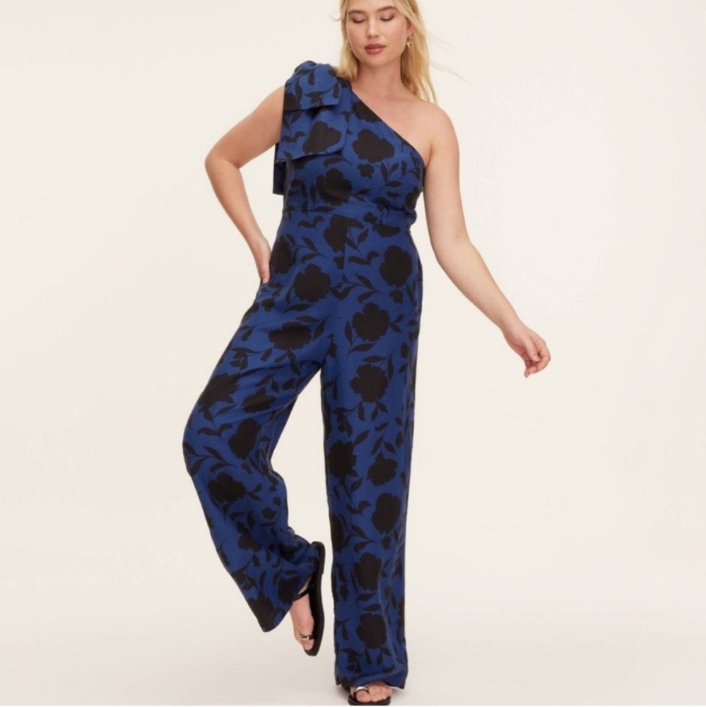 Kate Spade Blue and Black Floral Jumpsuit
